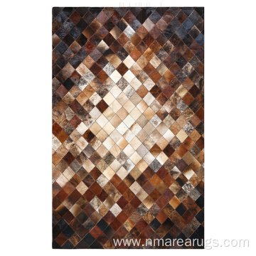 Brown design Real cowhide patchwork leather carpet rugs